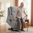 Fauteuil Camier releveur massage chauffage lombaire gris clair