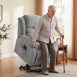 Fauteuil Camier releveur massage chauffage lombaire gris clair