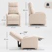 Fauteuil Relax Celora Inclinable Repose pieds Tissu Beige