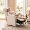 Fauteuil Relax Celora Inclinable Repose pieds Tissu Beige
