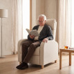 Fauteuil Relax Celora Inclinable Repose pieds Tissu Beige