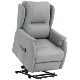 Fauteuil releveur Ylelenne électrique inclinable similicuir gris clair