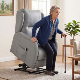 Fauteuil releveur Ylelenne électrique inclinable similicuir gris clair