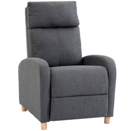 Fauteuil relax Melises inclinable avec repose-pieds tissu effet lin gris foncé