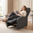 Fauteuil relax Melises inclinable avec repose-pieds tissu effet lin gris foncé