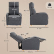 Fauteuil relax Melises inclinable avec repose-pieds tissu effet lin gris foncé