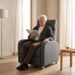 Fauteuil relax Melises inclinable avec repose-pieds tissu effet lin gris foncé