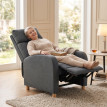 Fauteuil relax Melises inclinable avec repose-pieds tissu effet lin gris foncé