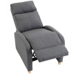 Fauteuil relax Melises inclinable avec repose-pieds tissu effet lin gris foncé