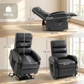 Fauteuil TV Darval releveur électrique inclinable télécommande gris foncé