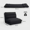 Fauteuil convertible Galilseon fauteuil paresseux inclinable tissu noir