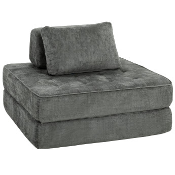 Chauffeuse Olouen convertible 1 place tissu chenille gris