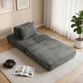 Chauffeuse Olouen convertible 1 place tissu chenille gris