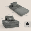 Chauffeuse Olouen convertible 1 place tissu chenille gris