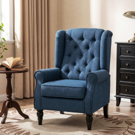 Fauteuil Enisisa Chesterfield capitonné bleu