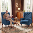 Fauteuil Enisisa Chesterfield capitonné bleu