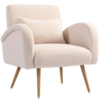 Fauteuil lounge Melteès bouclette nordique beige clair