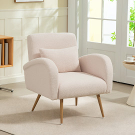 Fauteuil lounge Melteès bouclette nordique beige clair