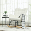 Fauteuil à bascule Éluousur design bouclette blanc