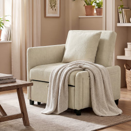 Fauteuil convertible Alvea 3 en 1 chaise longue lit beige
