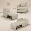 Fauteuil convertible Alvea 3 en 1 chaise longue lit beige