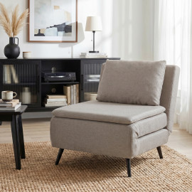 Fauteuil convertible lit chaise longue Léerulac 3 en 1 taupe