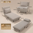 Fauteuil convertible lit chaise longue Léerulac 3 en 1 taupe
