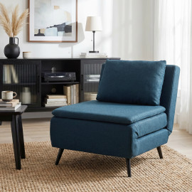 Fauteuil convertible Velsaiaville lit chaise longue 3 en 1 bleu foncé