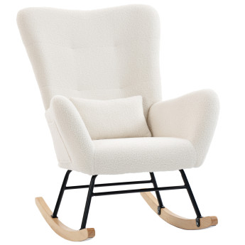 Fauteuil à bascule Nasaenine nordique bouclette crème