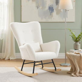 Fauteuil à bascule Nasaenine nordique bouclette crème