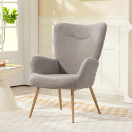 Fauteuil Léremont bouclette design oreilles gris