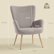 Fauteuil Léremont bouclette design oreilles gris