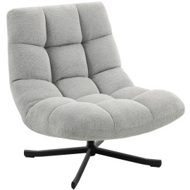Fauteuil pivotant Paisraec tissu chenille sans accoudoirs gris clair