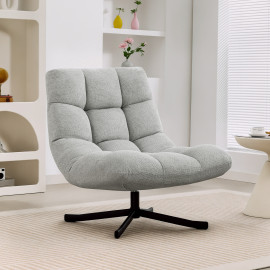 Fauteuil pivotant Paisraec tissu chenille sans accoudoirs gris clair
