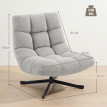 Fauteuil pivotant Paisraec tissu chenille sans accoudoirs gris clair