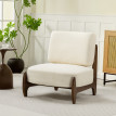 Fauteuil Baia lounge design bois hévéa beige clair