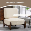Fauteuil Baia lounge design bois hévéa beige clair