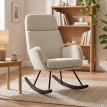 Fauteuil à bascule Celer velours côtelé confortable beige