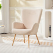 Fauteuil Ilmont bouclette design à oreilles beige