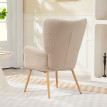 Fauteuil Ilmont bouclette design à oreilles beige