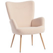 Fauteuil Ilmont bouclette design à oreilles beige
