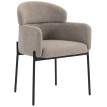 Fauteuil Lorvaory design néo rétro enveloppant métal tissu taupe