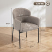 Fauteuil Lorvaory design néo rétro enveloppant métal tissu taupe