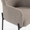 Fauteuil Lorvaory design néo rétro enveloppant métal tissu taupe