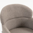 Fauteuil Lorvaory design néo rétro enveloppant métal tissu taupe