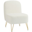 Carriou fauteuil lounge bouclette piètement doré blanc