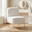 Carriou fauteuil lounge bouclette piètement doré blanc