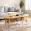 Table basse Caenne design ovale étagère bois naturel