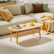 Table basse Caenne design ovale étagère bois naturel