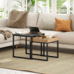 Table basse Garone gigogne carrée acier MDF noir